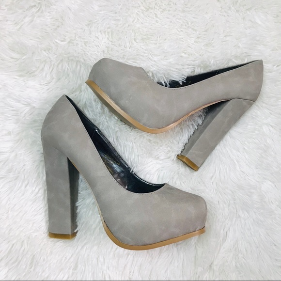 Yoki gray faux leather platform chunky heel - Picture 3 of 6